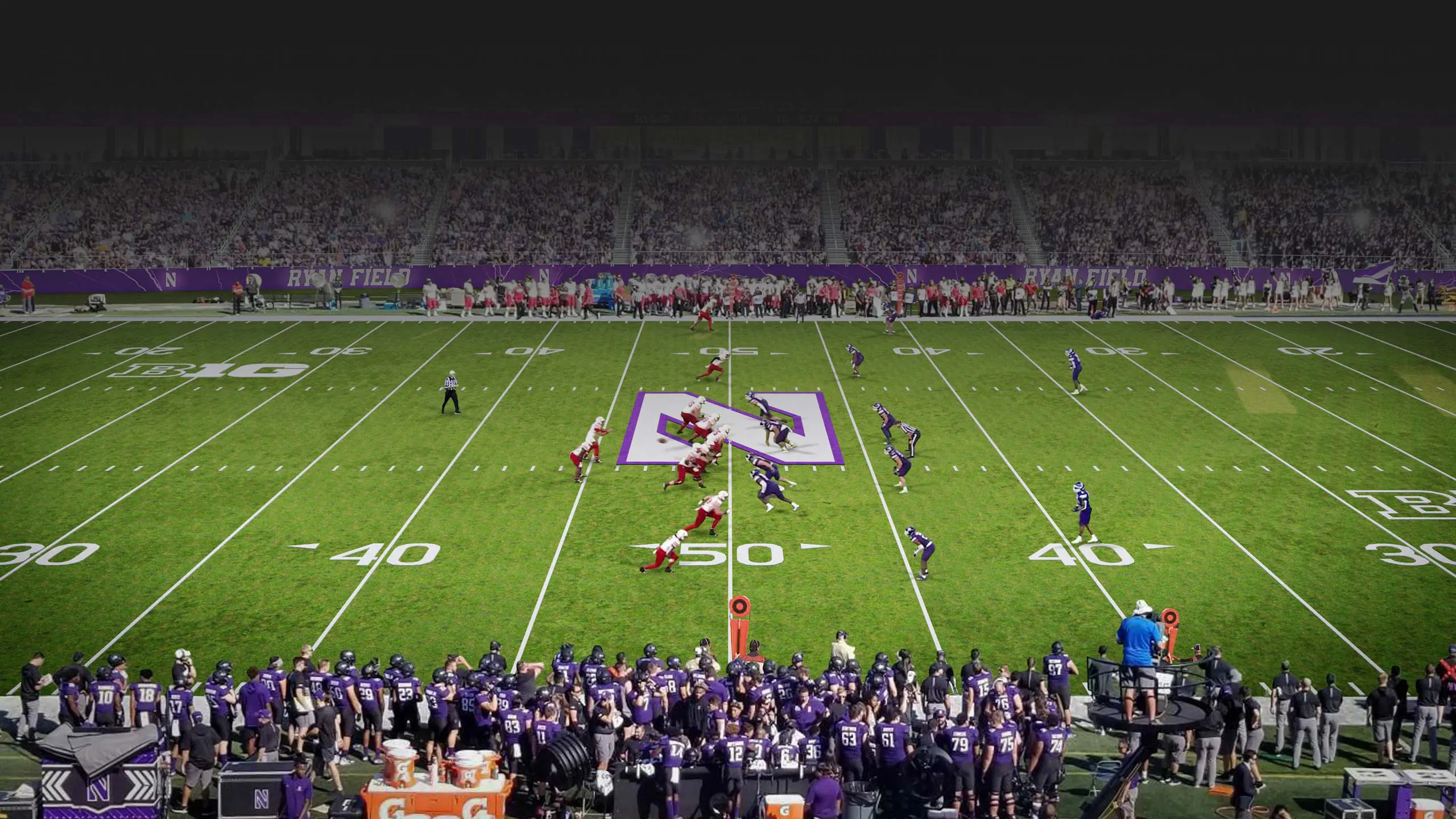 rendering of football game being played